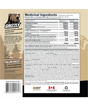 GRIZZLY PRE-WORKOUT ARCTIC ICE Strength Power Focus Caffeine Citrulline Beta-Alanine Arctic Ice 340 g (Pack of 1) - Buy Online on GoSupps.com