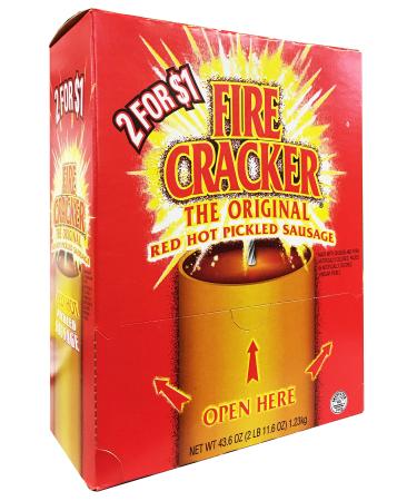 Penrose Fire Cracker Original Red Hot Pickled Sausage - Mouthwatering Flavor, Ready to Eat - Box of 50 Sachet