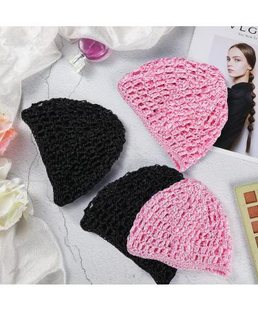 9 Piece Mesh Crochet Hair Net Snood Hat Set for Women- Black Pink | Hair Cover for Sleeping and Styling - Buy Online on GoSupps.com