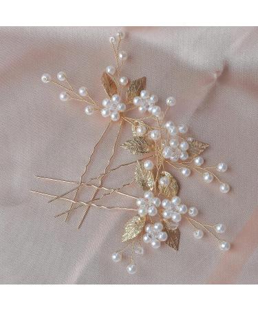 Beusoulover Gold Hair Pins Set - Bridal Hair Accessories for Wedding, Bridesmaid, Flower Girl - Rhinestone Pearl Hair Vine Set - 3 Pieces - Buy Online on GoSupps.com