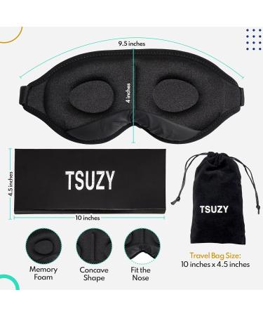 TSUZY 100% Blackout 3D Contoured Sleep Eye Mask for Men & Women - Adjustable Strap, Earplugs, Travel Pouch - Ideal for Sleeping, Travel, Yoga - (3 Piece Set) - Buy Online on GoSupps.com