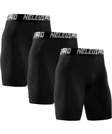 NELEUS Men's 3 Pack Performance Compression Shorts Large 6028# 3 Pack: Black