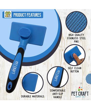 Pet Craft Supply Self Cleaning Slicker Brush for Cats & Dogs - Metal Pin Bristle Comb for Short & Long Haired Pets - Deshedding & Detangling Tool for Small to Large Breeds - Buy Online on GoSupps.com