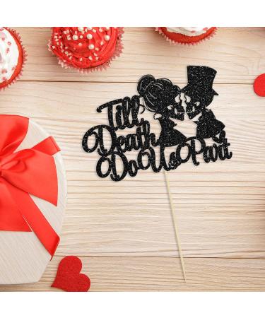 Gyufise 1Pc Till Death Do Us Part Cake Topper Black Glitter Wedding Happy Valentine's Day Cake Topper Decorations Valentine's Day Theme Birthday Party Cake Decorations Supplies Black 1pc - Buy Online on GoSupps.com