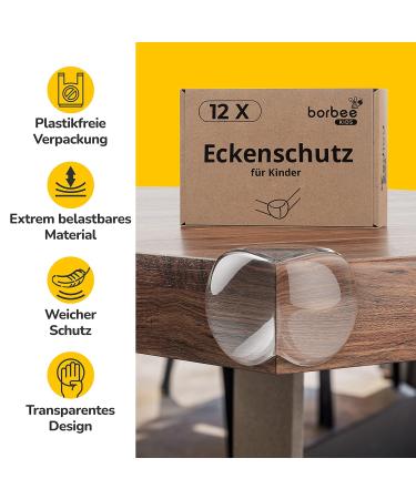 BORBEEDge Protection & Corner Guard - 12-Piece Set for Baby Safety | Transparent Strong Hold Easy to Apply Furniture Protection - Buy Online on GoSupps.com