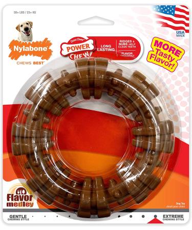 Nylabone Power Chew Textured Ring Dog Chew Toy - X-Large/Souper - Made in USA - Bold Flavor - Aggressive Chewers - Ring Flavor Medley - 1 Count - Buy Online on GoSupps.com
