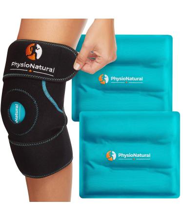 PhysioNatural Ice Pack for Knee Pain Relief Reusable Gel Ice Wrap for Leg Injuries Swelling Knee Replacement Surgery Cold Compress Therapy for Arthritis Meniscus Tear and ACL