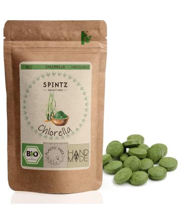 Spintz 800 pcs. Bio Chlorella Bio Pressing 100% checked biological cultivation |Vegan chlorella tablets 500mg/tab |Plastic -free and sustainably packaged chlorella tablets 800 pieces (1 Pack)