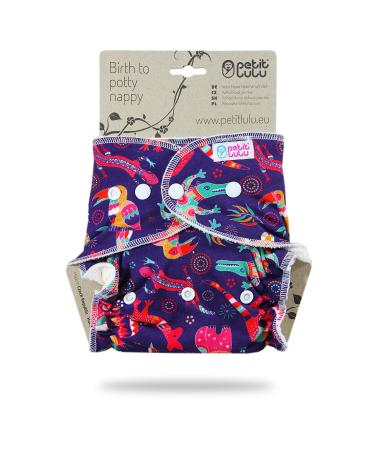 Petit Lulu Bamboo Maxi-Night Diaper Fitted Snaps | Reusable and Washable | Made in Europe (Australian Animals)