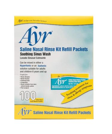 Ayr Saline Nasal Rinse Kit Refill Packets 100-Count Packets (Pack of 2)