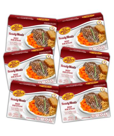 Kosher MRE Meat Meals Ready to Eat, Beef Rib Steak & Kugel (6 Pack) Prepared Entree Fully Cooked, Shelf Stable Microwave Dinner  Travel, Military, Camping, Emergency Survival Protein Food Supply