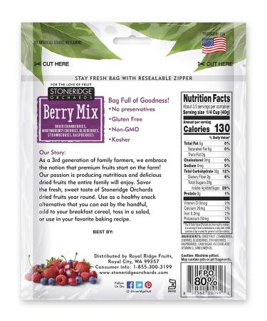 Stoneridge Orchards Berry Mix - Whole Dried Mixed Berries 5 oz (142 g) | Buy Online - Buy Online on GoSupps.com