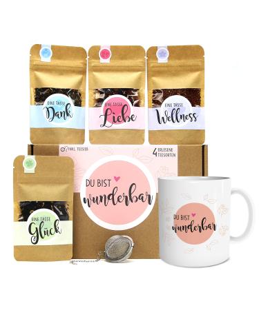 OwlBook you are wonderful tea gift set with 4 different varieties and cup of gift idea for women for Valentine's Day tea box with cup
