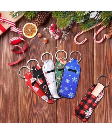 6 Pack Christmas Lipstick Holder Keychains - Neoprene Protective Cases for Lip Balm & Lipstick | Perfect Gift for Girls & Women - Buy Online on GoSupps.com
