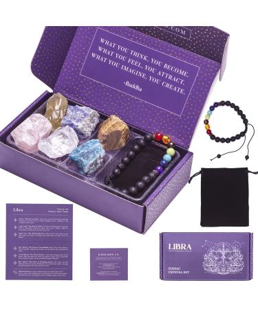 KARMABOX Libra Gifts for Women - Libra Crystal Healing Stone Gift Set - 12 Zodiac Signs - Zodiac Gifts - Astrology Gifts for Women - Horoscope Gifts - Birthday Gifts for Women