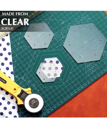 Hexagon Quilting Templates Set - 6 Pieces (1-5 Inch) with Seam Allowance - Acrylic for DIY Quilting Crafts - Buy Online on GoSupps.com