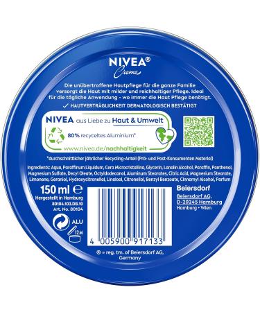 NIVEA Cr me de soin universel cr me hydratante classique pour tous les types de peau soin riche avec euc rite apparent e la peau (150 ml) Blanc. 150 ml (Lot de 1) - Buy Online on GoSupps.com