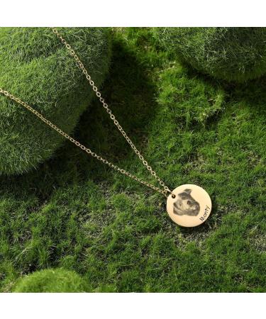 Personalized Pet Necklace for Men & Women - Engraved Stainless Steel Pendant | Memediy Custom Dog & Cat Portrait Jewelry - Pet Memory Round Slice Gold - Buy Online on GoSupps.com