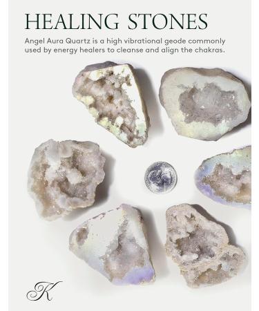 Buy KALIFANO Angel Aura Quartz Geode - High Energy Titanium Bonded Crystal Cluster for Clarity & Purpose - Natural Reiki Rock - Family Owned eCommerce - Buy Online on GoSupps.com