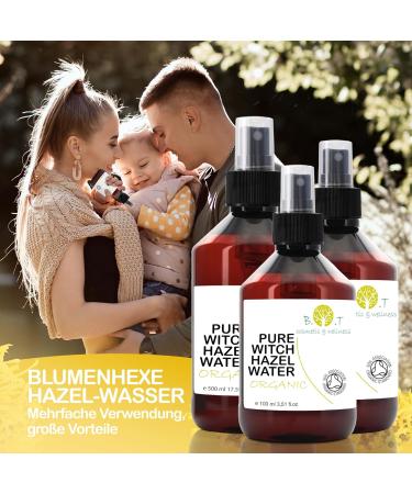 Organic Hamamelis Water - Face Tonic 500ml | Witch Hazel Cleaner for Greasy & Sensitive Skin | Pore Minimizer & Impurity Eliminator - Buy Online on GoSupps.com