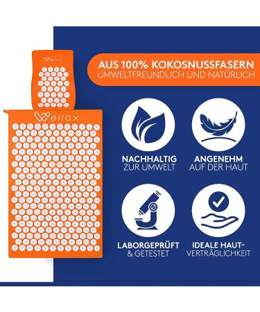 Wellax Acupressure Mat with Pillow - 100% Coconut Fiber Tension Relief & Improved Circulation - Award-Winning Massage Mat - Buy Online on GoSupps.com