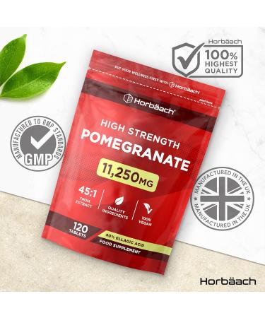 Pomegranate Extract 11250 mg | 120 Capsules (4 Months) | 40% Ellagic Acid | Pomegranate Dietary Supplement | Pomegranate Extract Supplement | by Horbaach - Buy Online on GoSupps.com