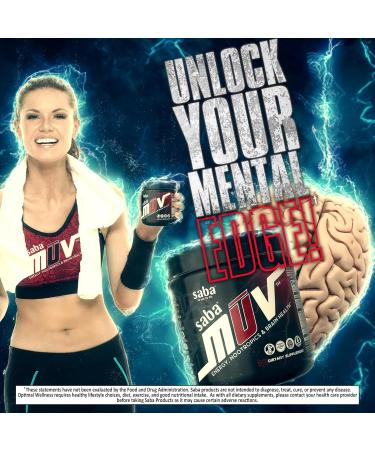 Saba MUV - Energy Nootropics & Brain Health: Enjoy Jitter-Free Energy from botanicals Vitamins and Minerals. Boost Focus Mood Memory and cognition for Peak Performance. 60 Capsules. - Buy Online on GoSupps.com