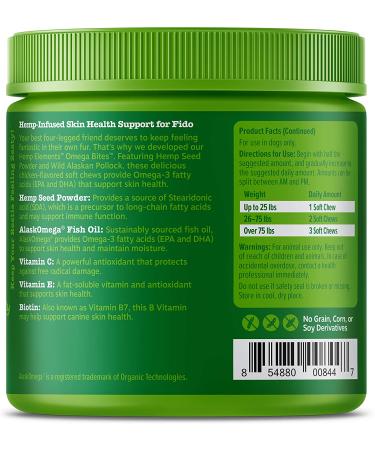 Zesty Paws Hemp Elements Omega Bites for Dogs - Chicken Flavor | 90 Soft Chews - Buy Online on GoSupps.com