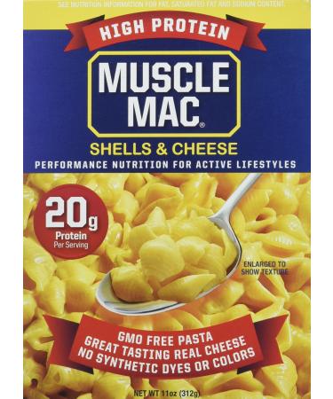 Muscle Mac® | Shells & Cheese Pasta For All Ages, 20 Grams Of Protein Per Serving, Real Cheese, Non-GMO, (12 Boxes)