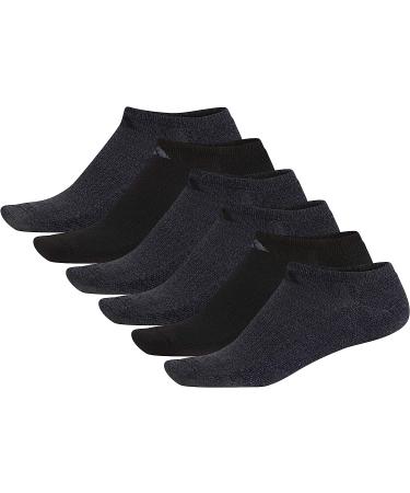 adidas Men's Athletic Cushioned 6-Pack No Show Socks - Black/Onix Grey - Large - Buy Online on GoSupps.com