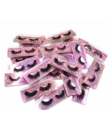 Ellazzle 30 Pairs Faux Mink Eyelashes Wholesale Lashes Pack  Lashes Natural Look 16mm-20mm False Eyelashes Pink 30 Pair (Pack of 1)