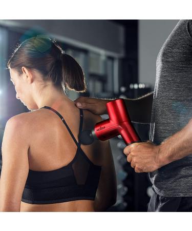 NoCry Professional Deep Tissue Massage Gun - Cordless Handheld 5 Speeds 3200 BPM - 4 Attachment Heads - Athletes & Office Workers Relief - Red - Buy Online on GoSupps.com