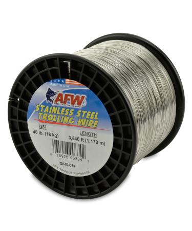 American Fishing Wire Stainless Steel Trolling Wire, 40-Pound Test/0.56mm Dia/1170m