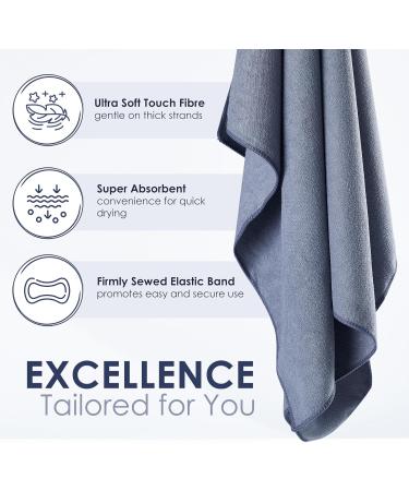 Buy Microfiber Hair Towel Wrap for Women - Large Rectangle (27x40") - Anti-Frizz Elastic Band for Long Curly Thick Hair - Grey with Reusable Carry Bag - Fast International Shipping - Buy Online on GoSupps.com