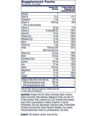 One A Day Women's Prenatal 1 Multivitamin with Vitamin A, C, D, B6, B12, Iron, Omega-3 DHA & More - 60 Count for Before, During & Post Pregnancy - Buy Online on GoSupps.com