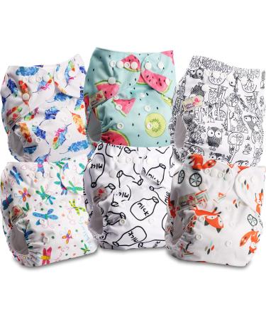 Littles and Bloomz Baby Reusable Pocket Nappy Cloth Diaper Standard Popper 6 Nappies FLP2-0606 - Buy Online on GoSupps.com