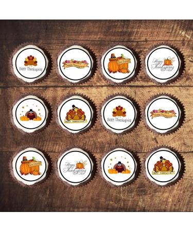 PRECUT Thanksgiving Cupcake Toppers Edible Thanksgiving Cake Decorations Edible Thanksgiving Decorations Fall Cake Topper Edible Pumpkin Cake Decorations (12) - Buy Online on GoSupps.com