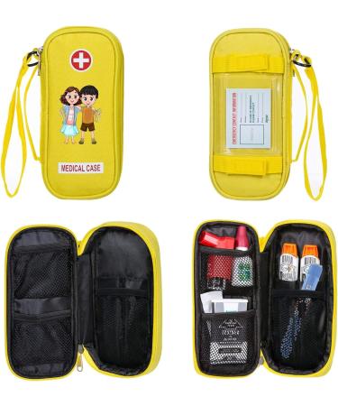 Kid's Yellow Insulated EpiPen Carrying Case - Fits 2 EpiPens, Auvi-Q, Inhaler, Eye Drops - Portable Bag with Zipper for Allergy Medicine - Buy Online on GoSupps.com