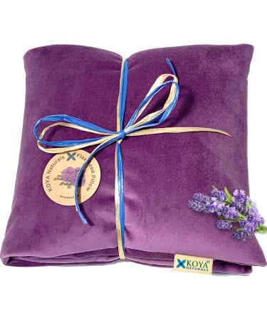 KOYA Naturals Soft Velvet Flax Seed Pillow with Lavender - Microwave Heating Pad Microwavable Moist Heat Pack for Neck Muscle Joint Stomach Pain Menstrual Cramps Warm Wrap (Purple)