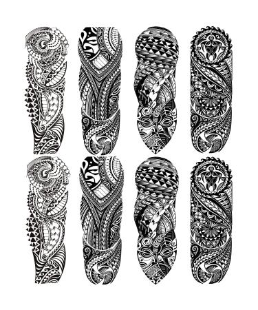 Tribal Totem Tattoos Sleeve  8-Sheet Large Full Arm Sleeve Tattoos  Fake Totem Sleeve Men Tattoos Makeup Set for Party Outfit Supplies