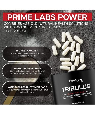 Prime Labs Power High Potency Tribulus Terrestris Extract - 95% Saponins - 1300mg Concentrated Formula - Men & Women Support - 120ct - Buy Online on GoSupps.com