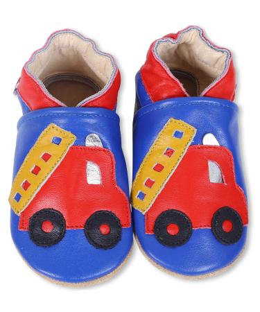 SHADOW DANCE UK Baby Shoes Toddler Shoes with Soft Sole Baby Boy Shoes - Baby Girl Shoes New Born Leather Kids Winter Booties 15 Fireengine 12-18 Months