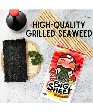 Tao Kae Noi Big Crispy Seaweed Snack Sheets | Spicy Thai Nori Chips | Healthy Snacks for Kids & Adults | 12 Individually Wrapped Sheets, 3.2g - Buy Online on GoSupps.com