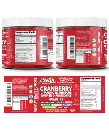 Clean Nutra UriFlow Urinary Tract Gummies with Cranberry D-Mannose Pomegranate Uva Ursi Nettle Berberine Probiotics Vitamin C Marshmallow Corn Silk Hibiscus Juniper for UTI Support Capsules Supplement - Buy Online on GoSupps.com