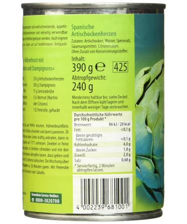 Buy Feinkost Dittmann Spanish Artichoke Hearts - Natural 390g (240g Drained) - Authentic European Gourmet Delicacy - Ship Worldwide - Buy Online on GoSupps.com