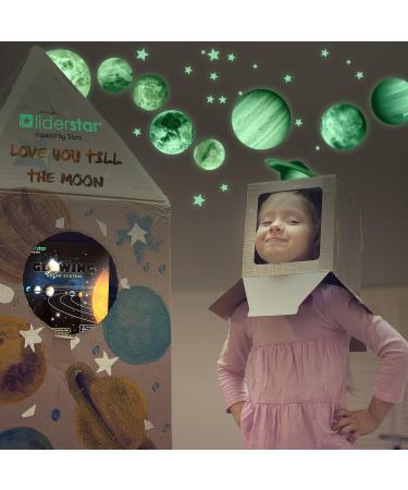 LIDERSTAR Glow in The Dark Stars and Planets Wall Stickers - Solar System Ceiling Decals for Kids Bedroom - Shining Space Decoration for Boys and Girls - Buy Online on GoSupps.com