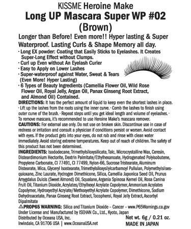 HEROINE MAKE Long UP Brown Mascara - Waterproof & Lengthening Formula - Buy Online on GoSupps.com