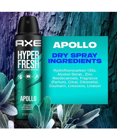 AXE Apollo Deodorant Spray 48 Hour Odor Protection Fresh Sage and Cedarwood 4oz Pack of 4 | Aluminum-Free, Residue-Free - Buy Online on GoSupps.com