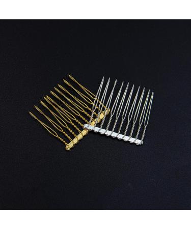 AUEAR 20 Pack Metal Veil Comb Hair Clips - Twist Bridal Wedding Combs - Silver Gold - 10 Teeth - Pack of 20 - Buy Online on GoSupps.com