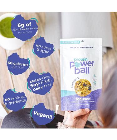 Protein Power Ball Protein Balls - Blueberry Matcha On-The-Go Snack | Gluten Free, Dairy Free, Soy Free | High Protein Energy Bites | 4.5oz Pack of 1 - Buy Online on GoSupps.com
